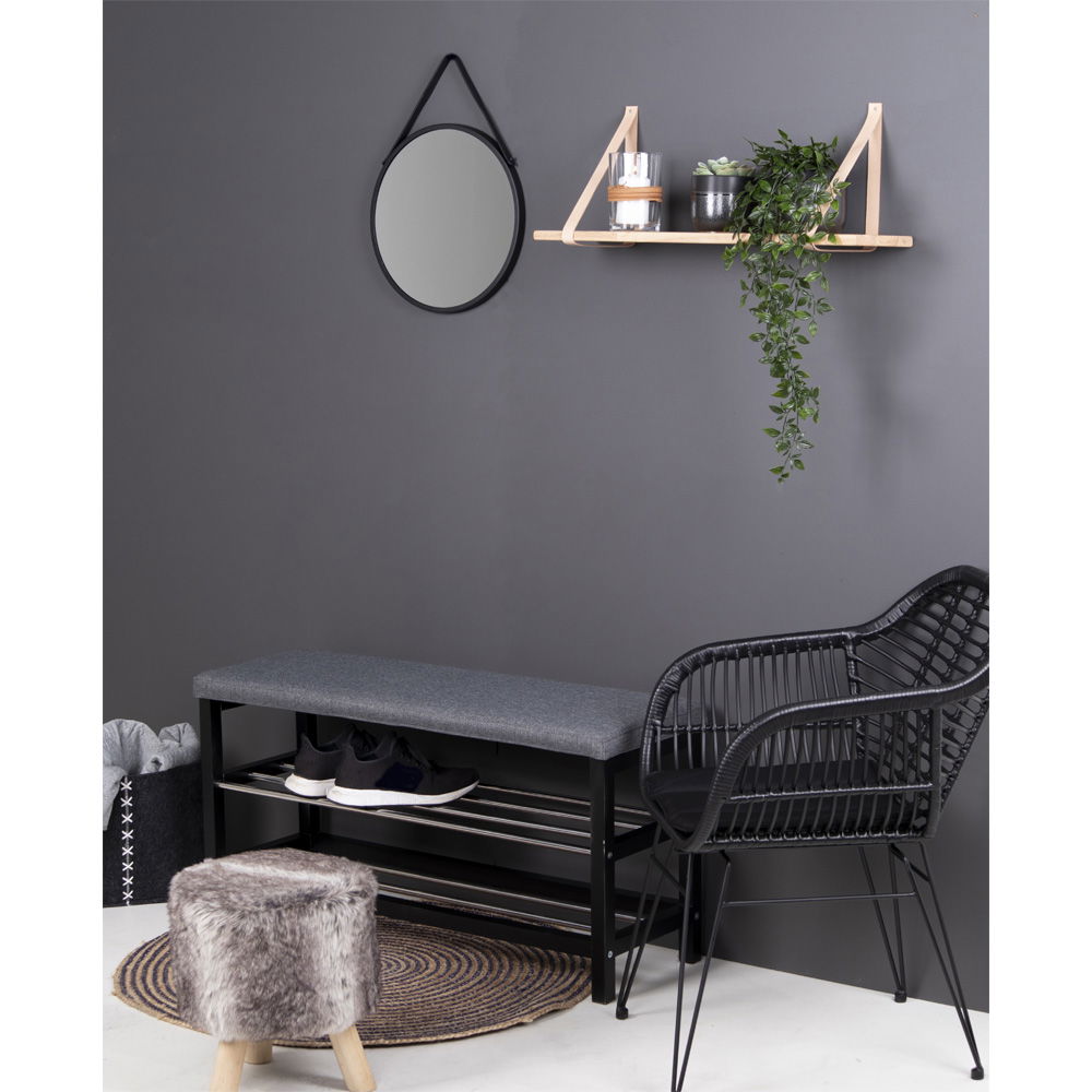 Forno – Wandregal, Gummibaumholz & Leder, natur/braun
